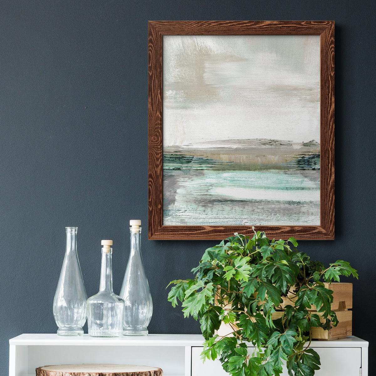 Summer Teal I - Barnwood Framed Canvas Print