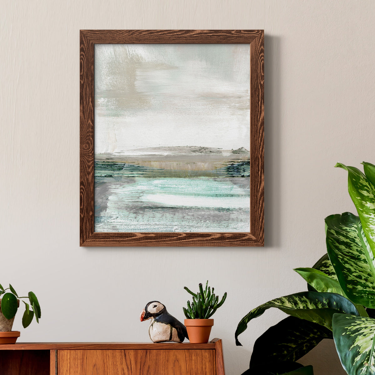 Summer Teal I - Barnwood Framed Canvas Print