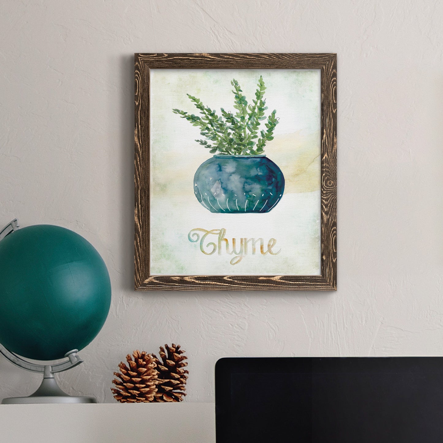 Potted Thyme - Barnwood Framed Canvas Print