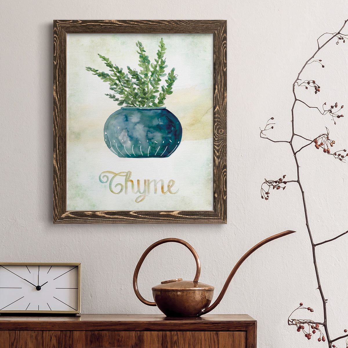 Potted Thyme - Barnwood Framed Canvas Print