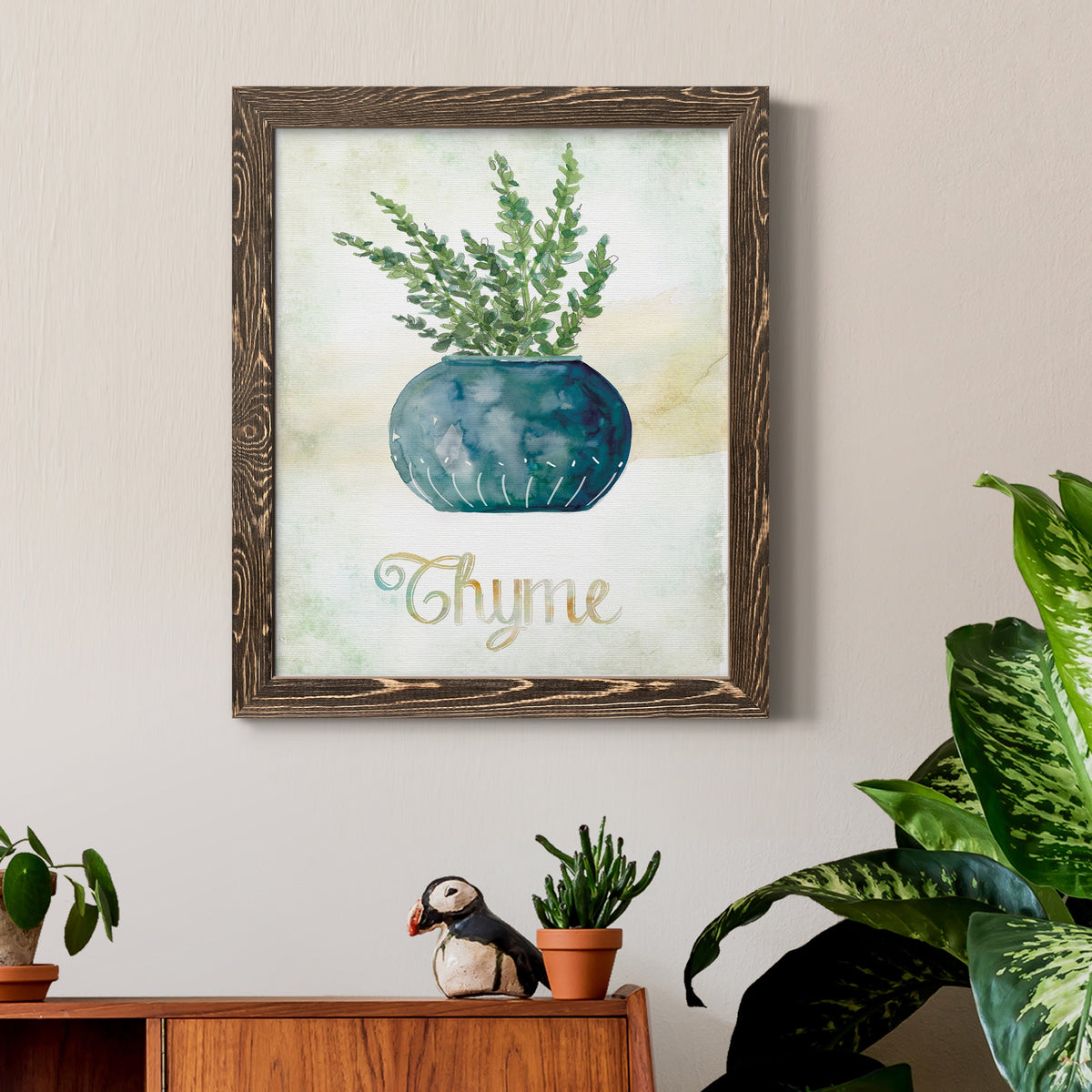 Potted Thyme - Barnwood Framed Canvas Print