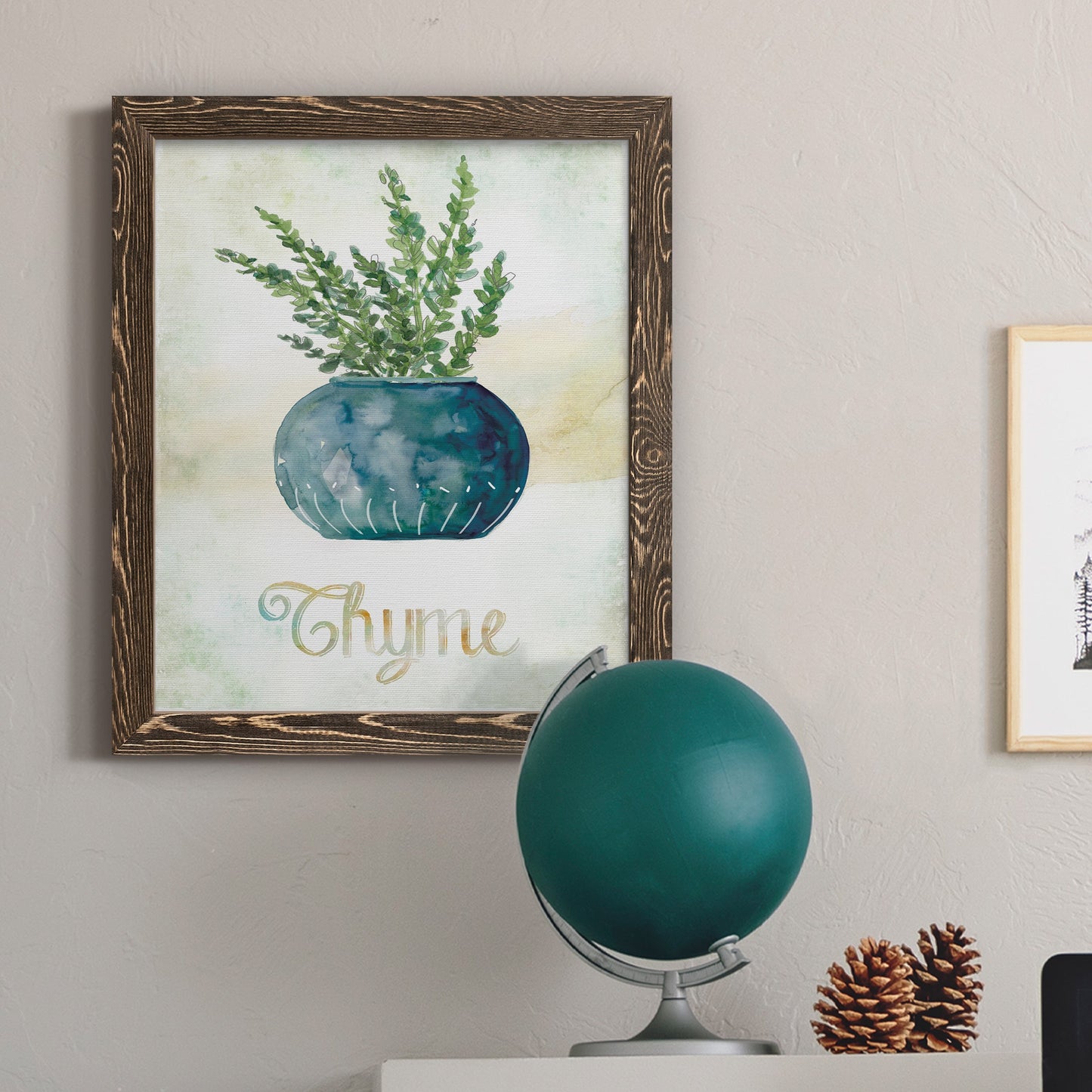Potted Thyme - Barnwood Framed Canvas Print