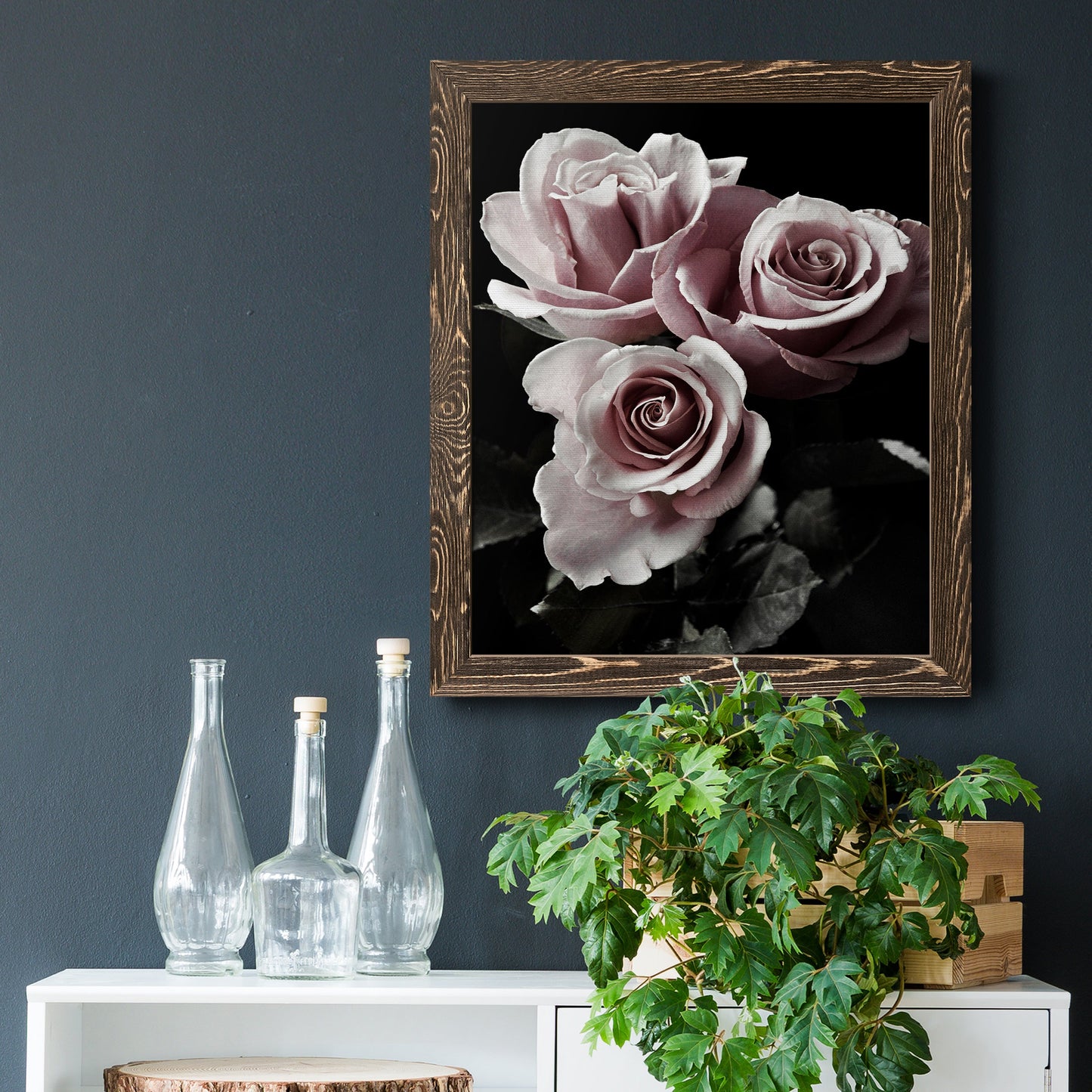 Rose Noir I - Barnwood Framed Canvas Print