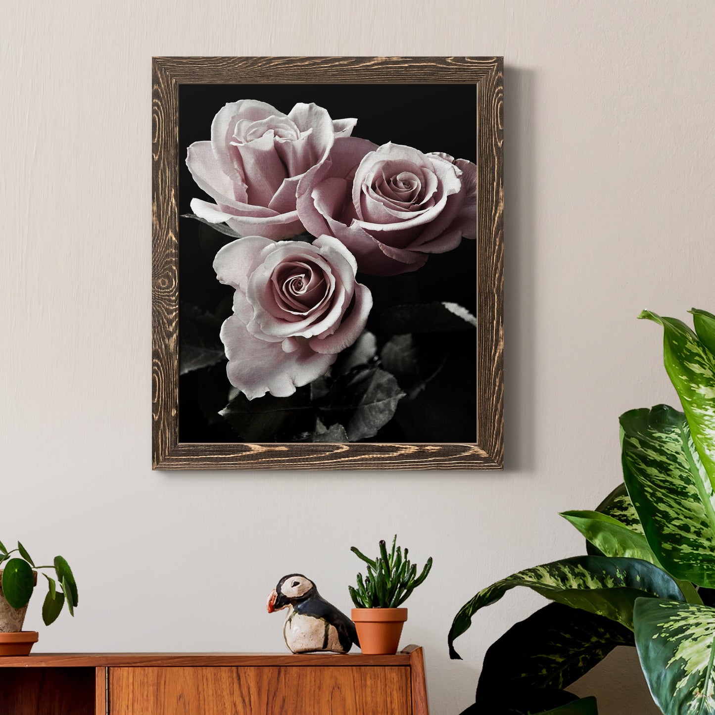 Rose Noir I - Barnwood Framed Canvas Print