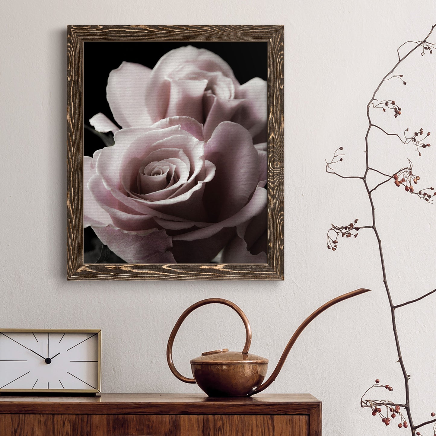 Rose Noir II - Barnwood Framed Canvas Print