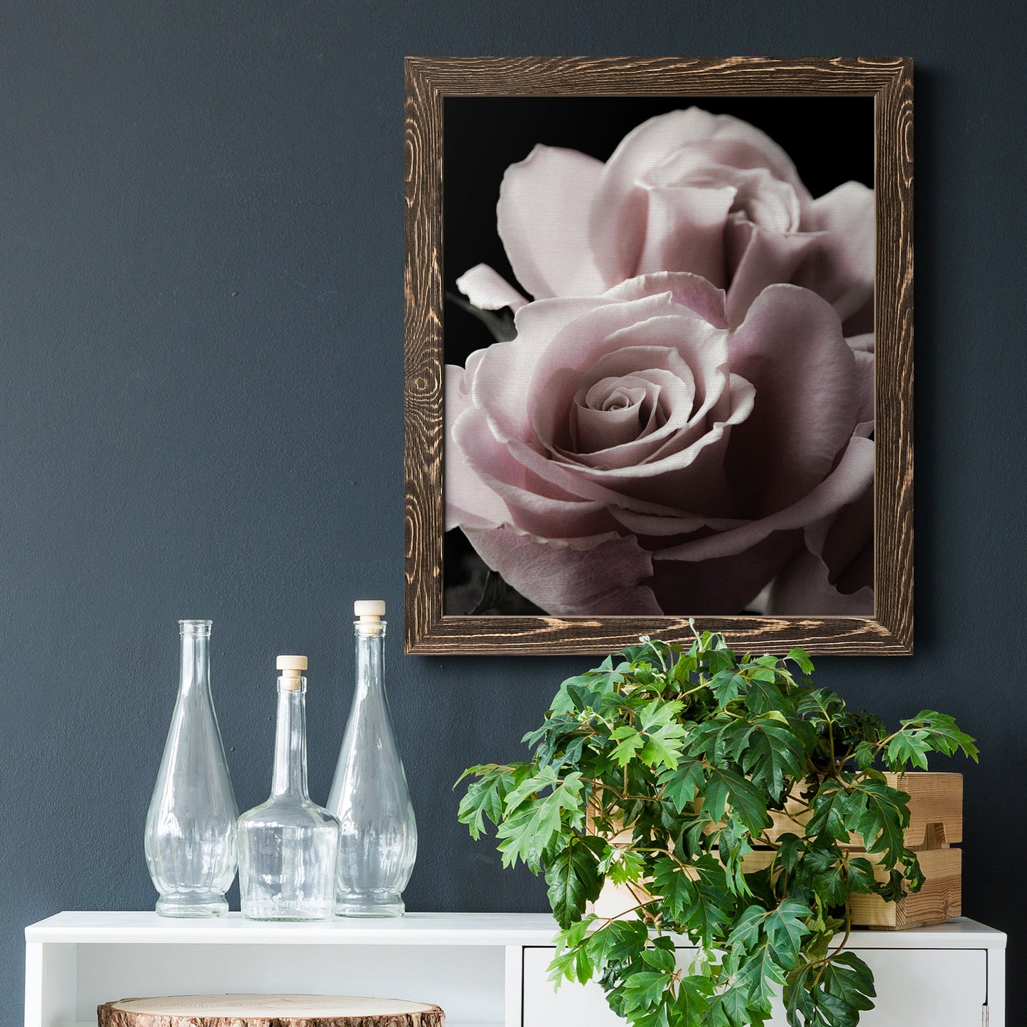 Rose Noir II - Barnwood Framed Canvas Print