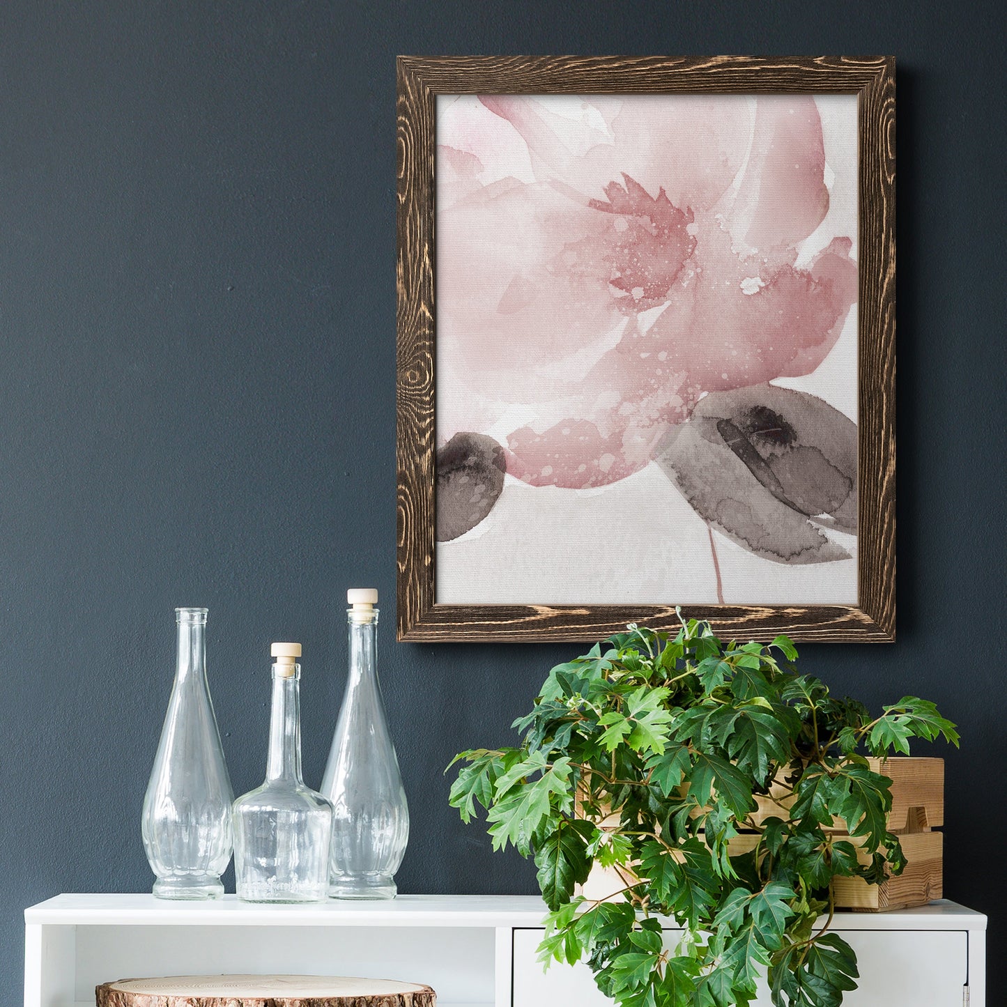 Blush Bloom I - Barnwood Framed Canvas Print