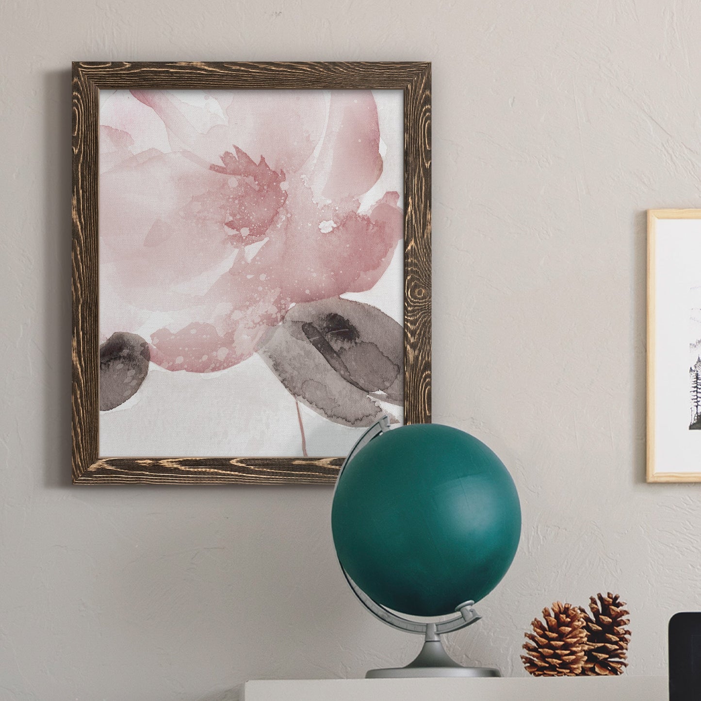 Blush Bloom I - Barnwood Framed Canvas Print