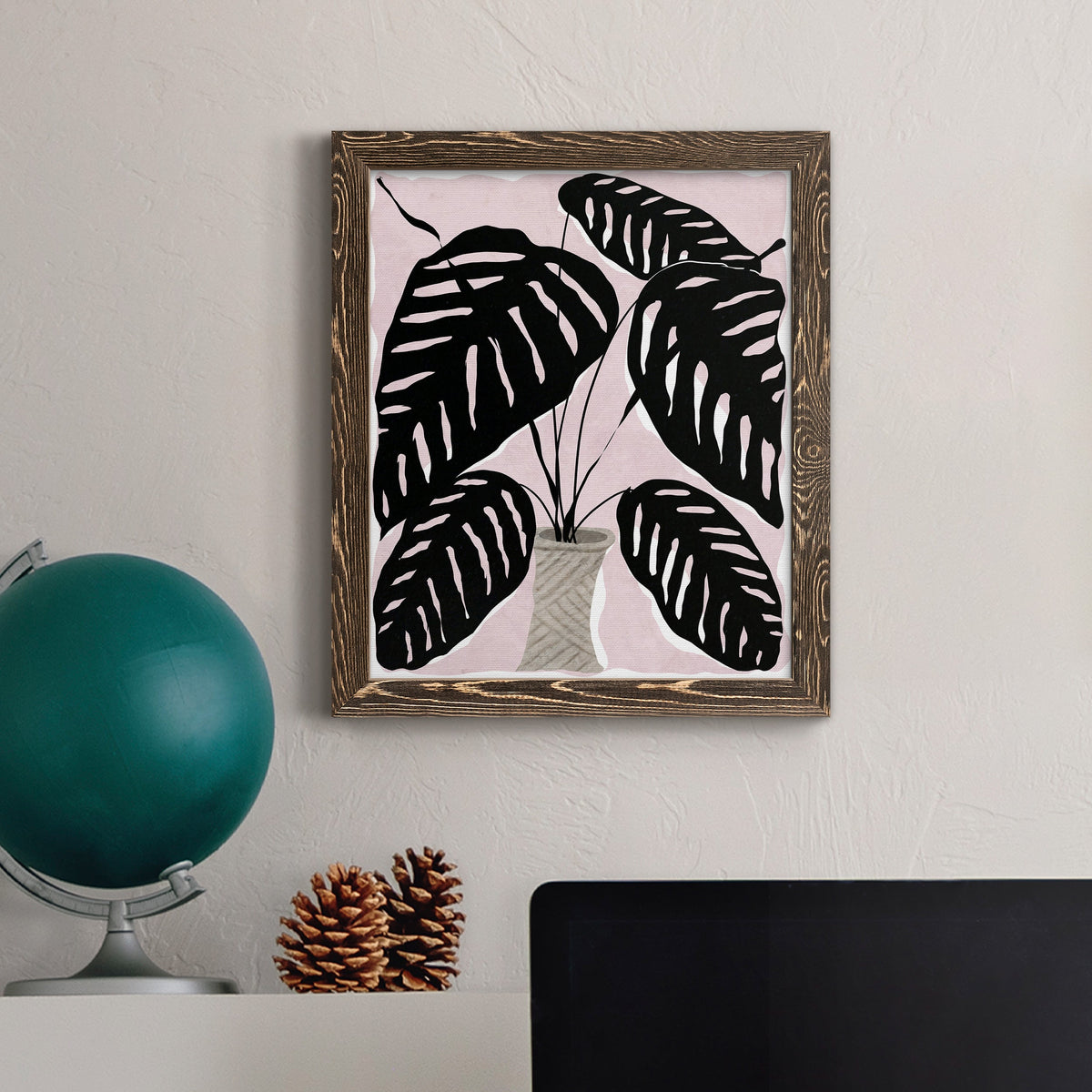 Potted Plant I - Barnwood Framed Canvas Print