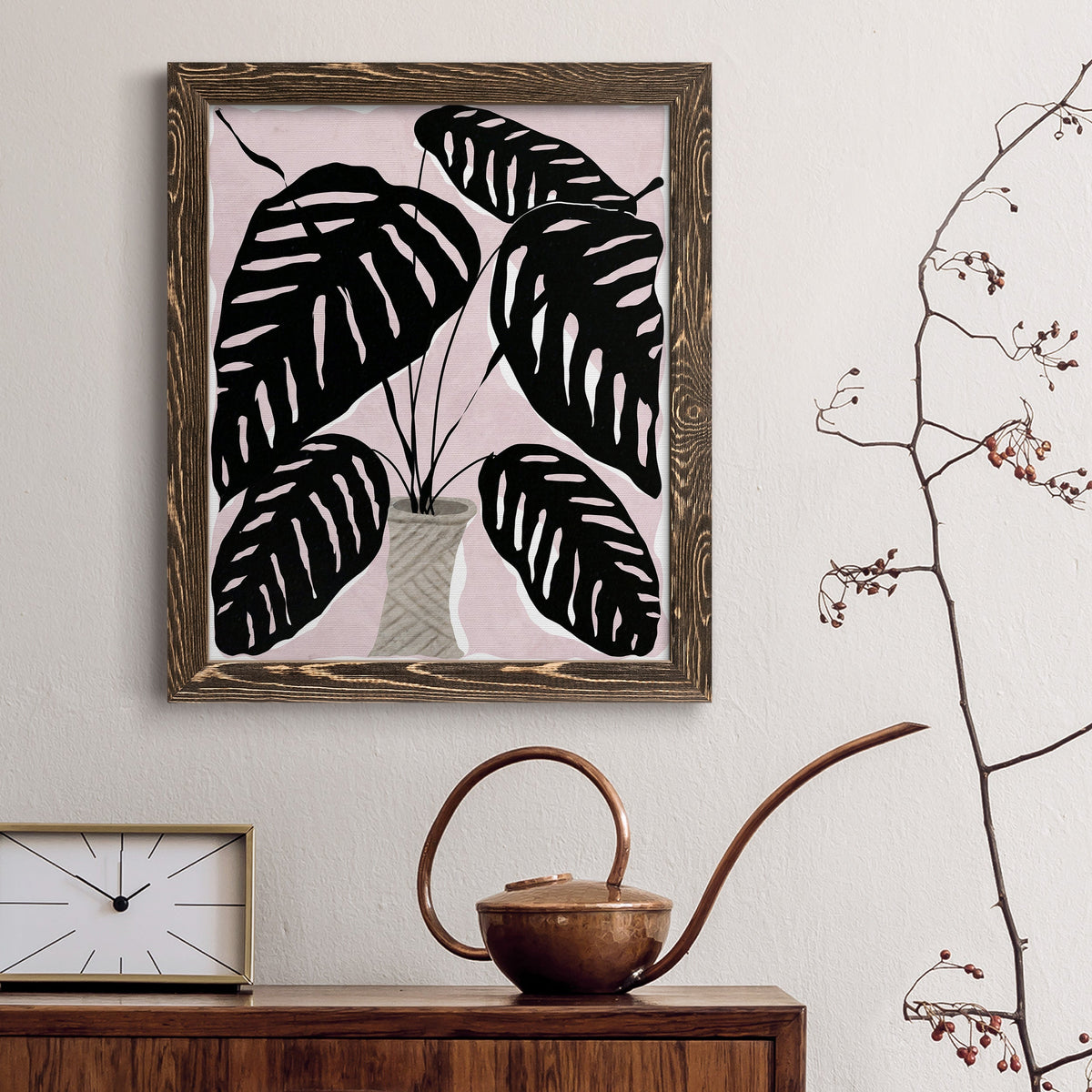 Potted Plant I - Barnwood Framed Canvas Print