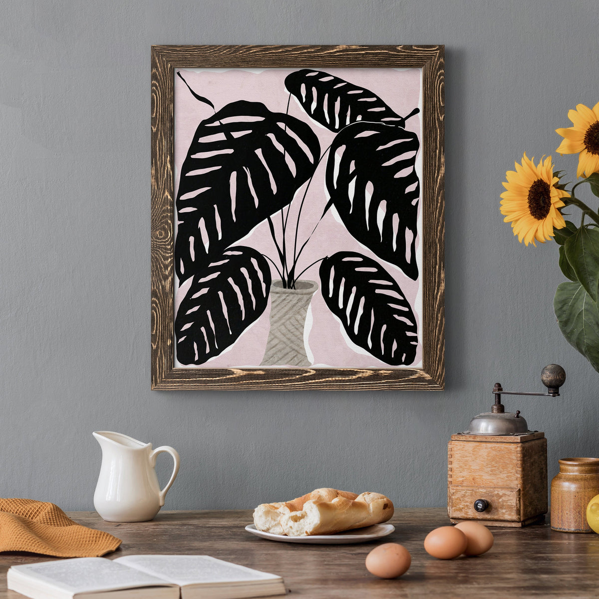 Potted Plant I - Barnwood Framed Canvas Print