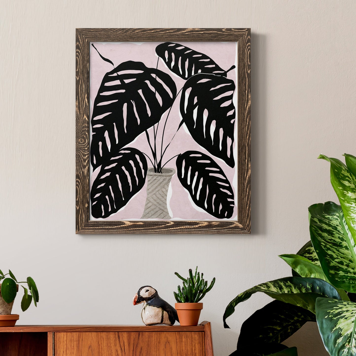 Potted Plant I - Barnwood Framed Canvas Print
