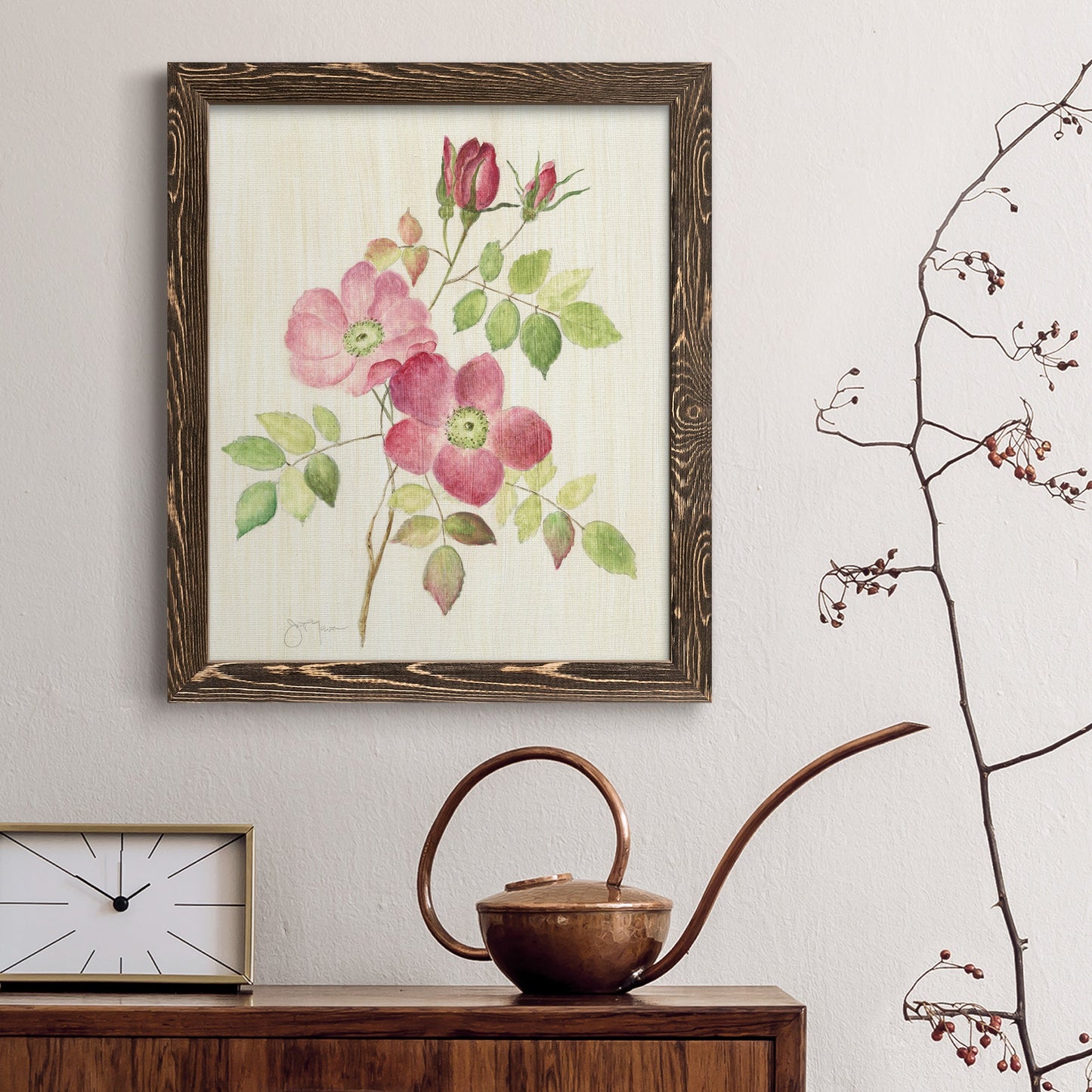 Dusty Rose I - Barnwood Framed Canvas Print