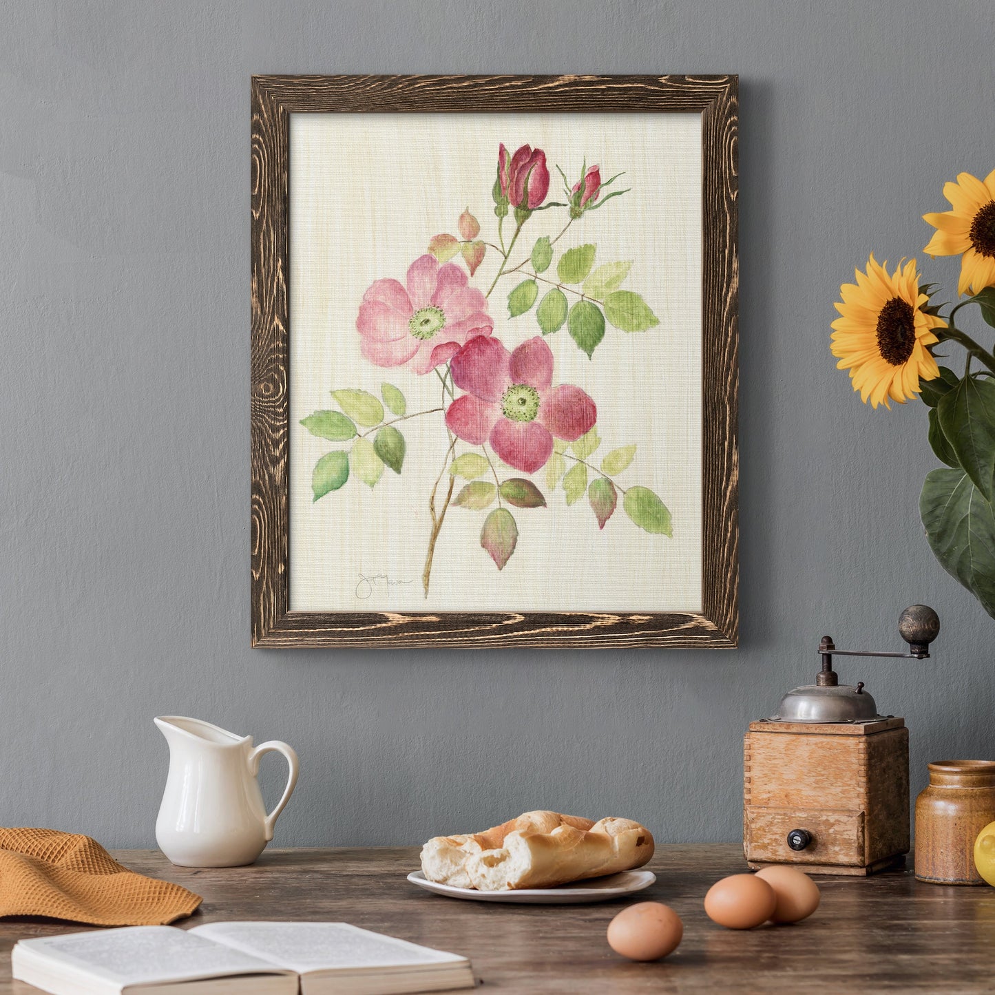 Dusty Rose I - Barnwood Framed Canvas Print