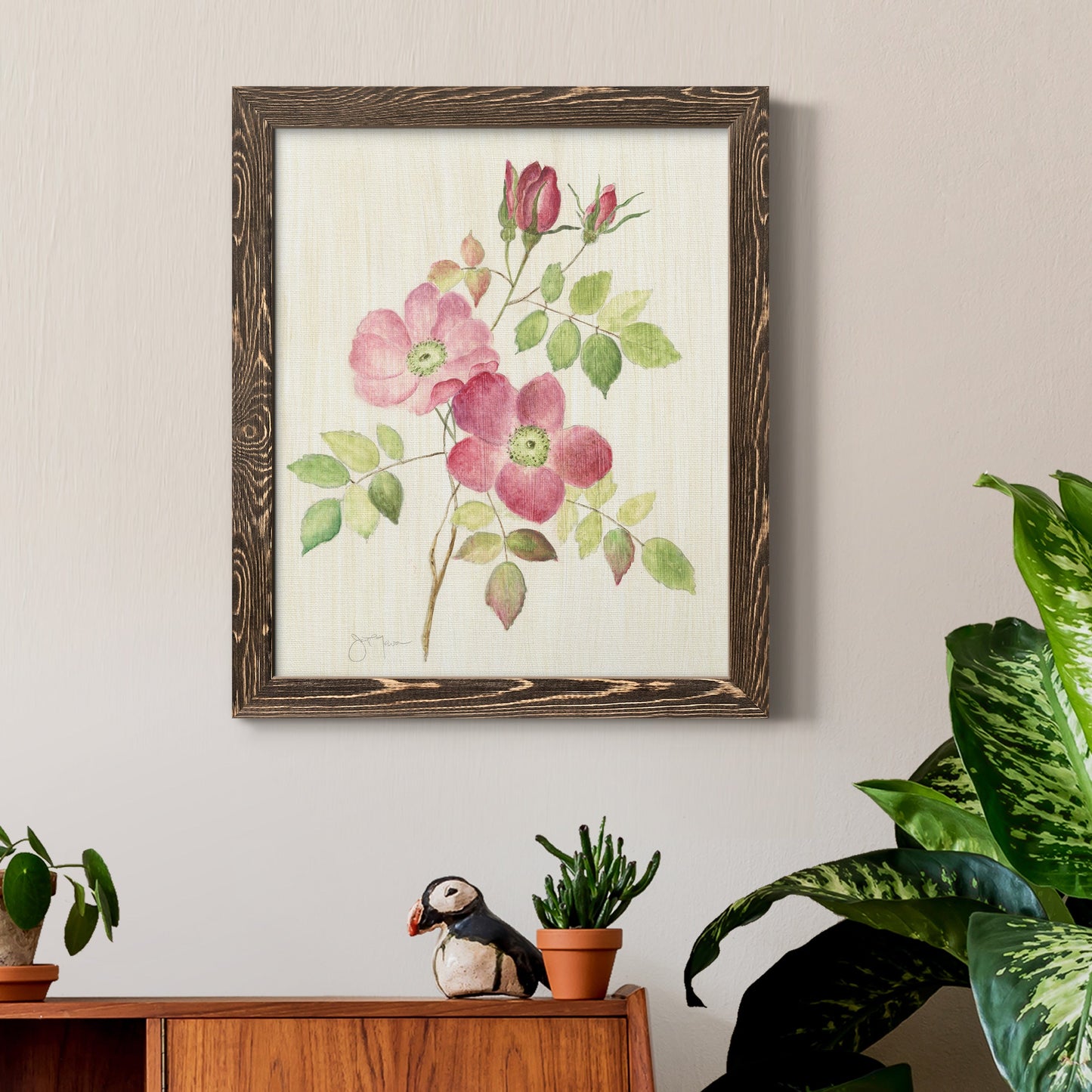 Dusty Rose I - Barnwood Framed Canvas Print
