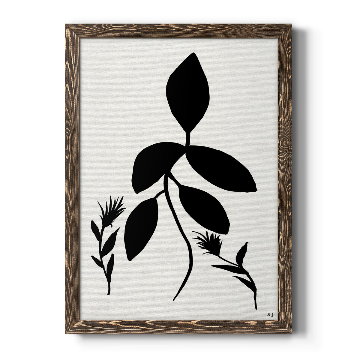 Silhouette Garden I - Barnwood Framed Canvas Print