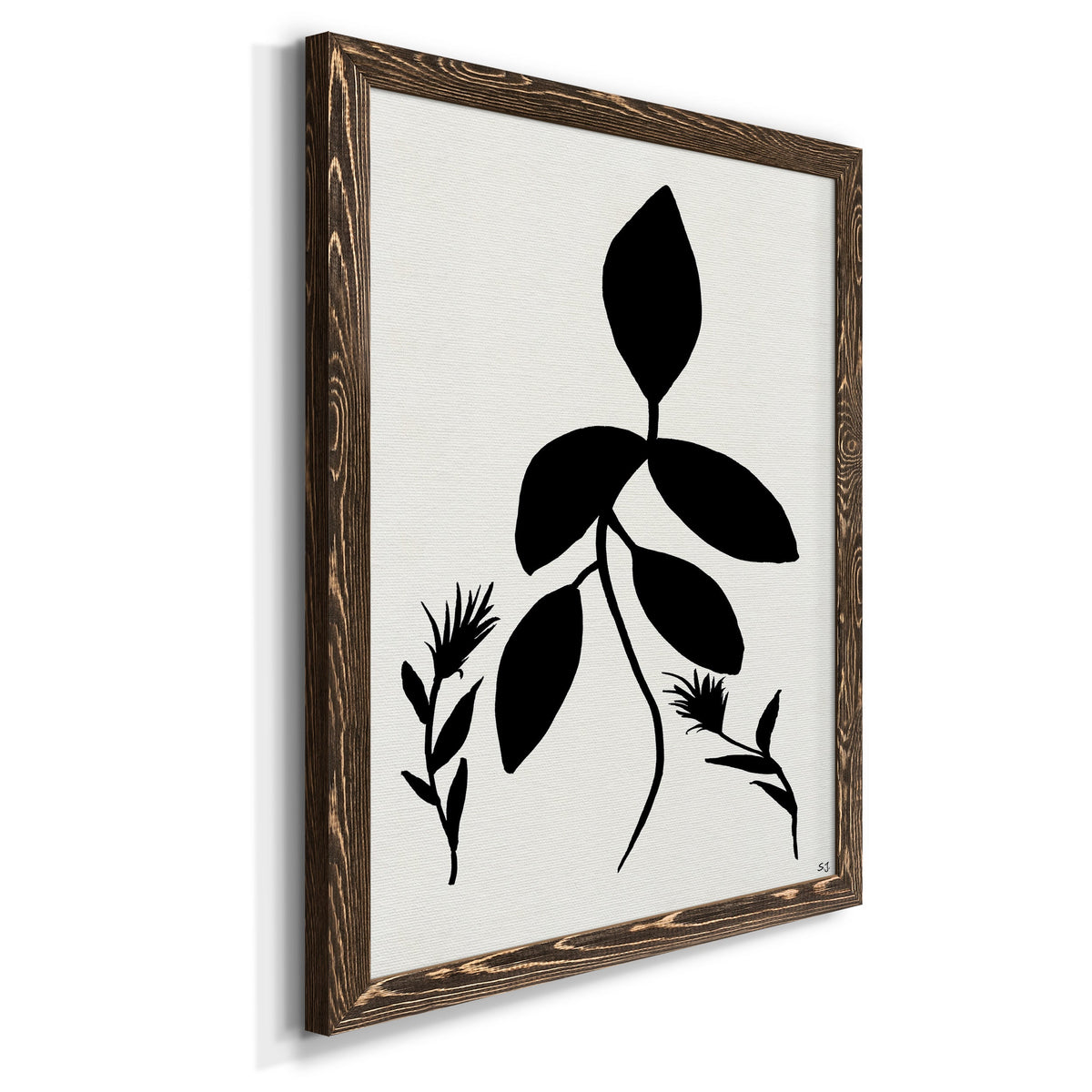 Silhouette Garden I - Barnwood Framed Canvas Print