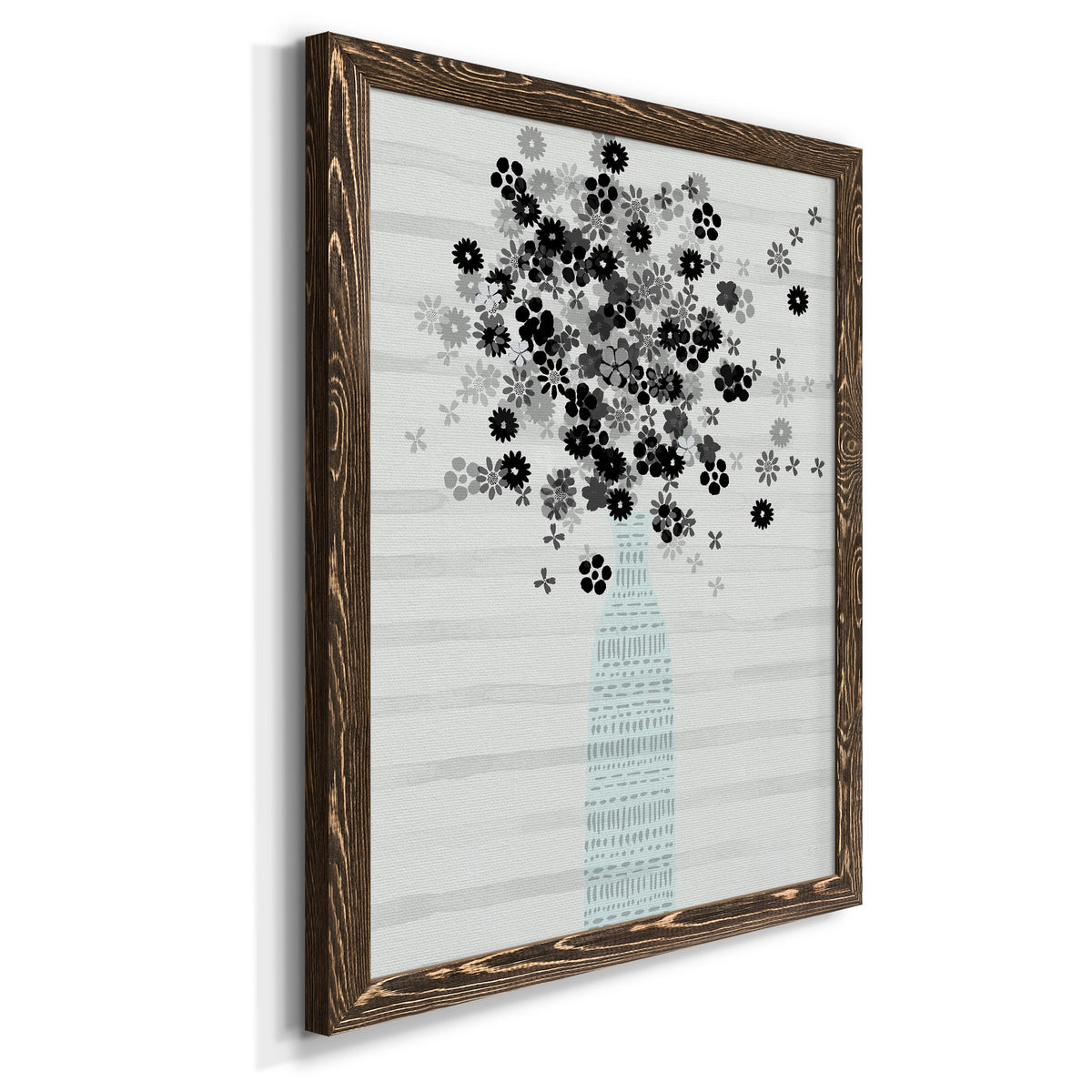 Bouquet of Black & White - Barnwood Framed Canvas Print