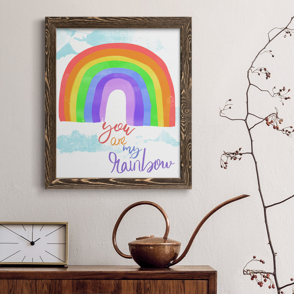 You Are My Rainbow - Barnwood Framed Canvas Print