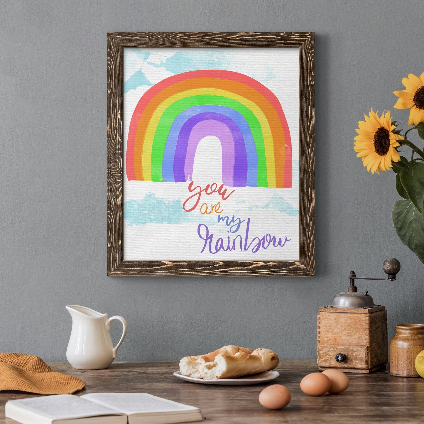 You Are My Rainbow - Barnwood Framed Canvas Print