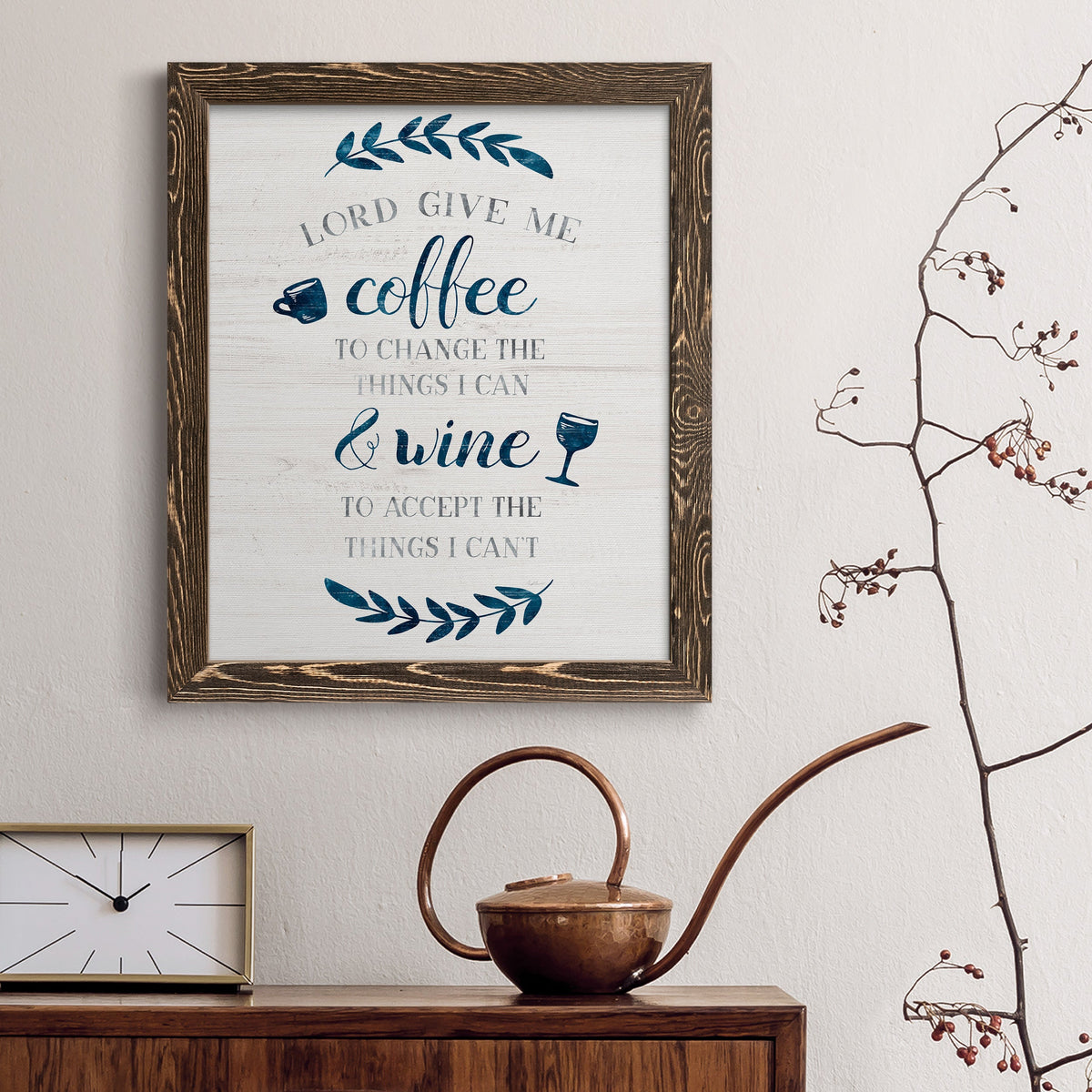 Coffee & Wine - Barnwood Framed Canvas Print