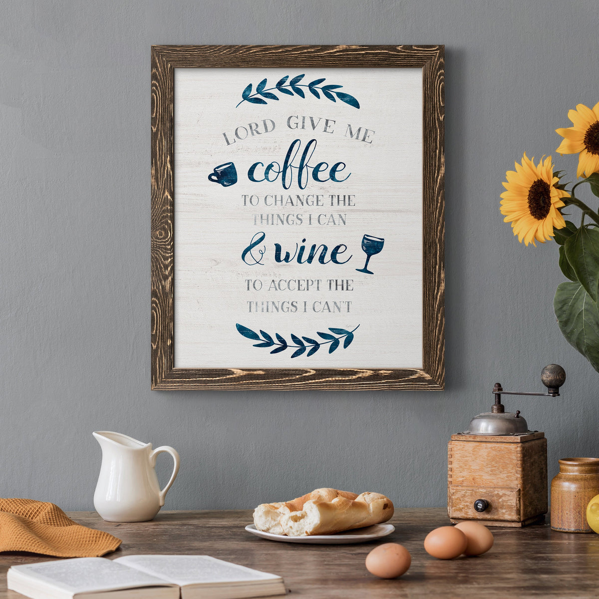 Coffee & Wine - Barnwood Framed Canvas Print