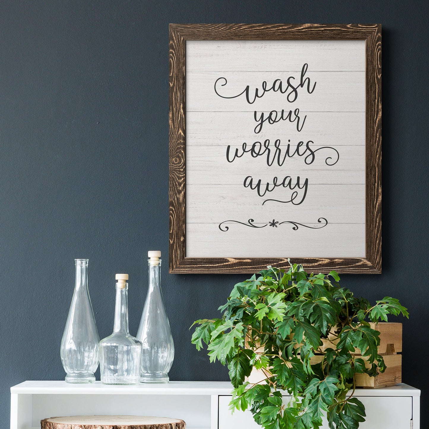 Wash Worries - Barnwood Framed Canvas Print