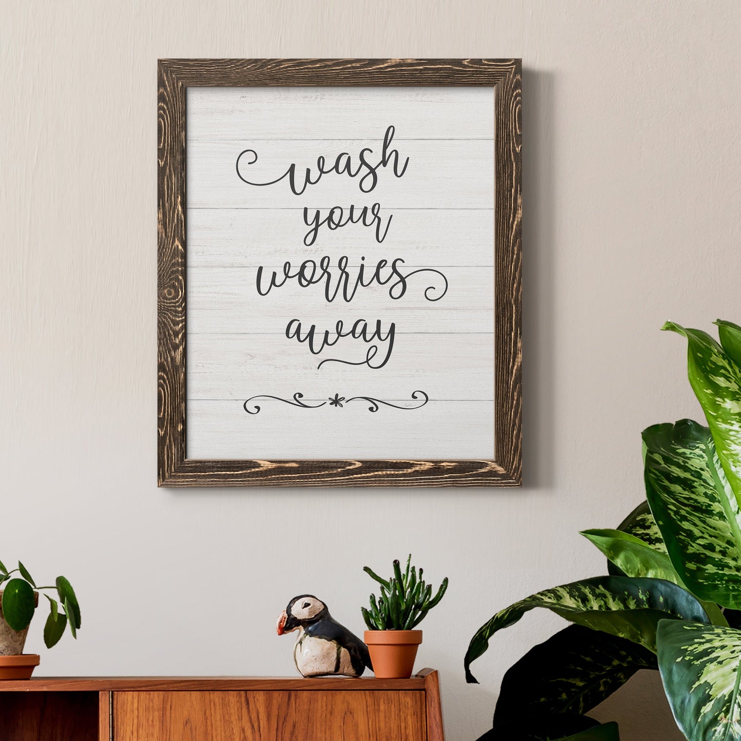 Wash Worries - Barnwood Framed Canvas Print
