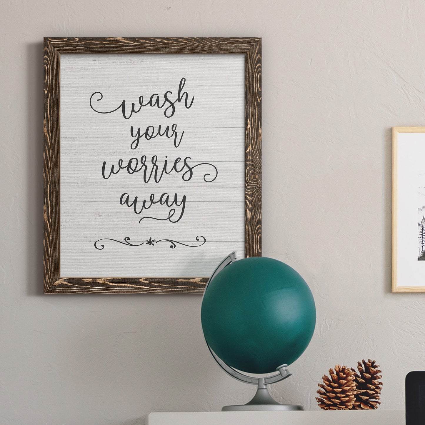 Wash Worries - Barnwood Framed Canvas Print