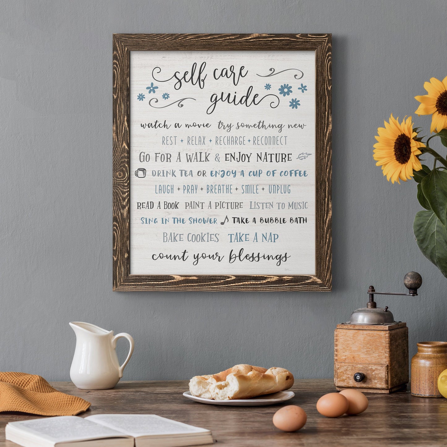 Guide to Self Care - Barnwood Framed Canvas Print