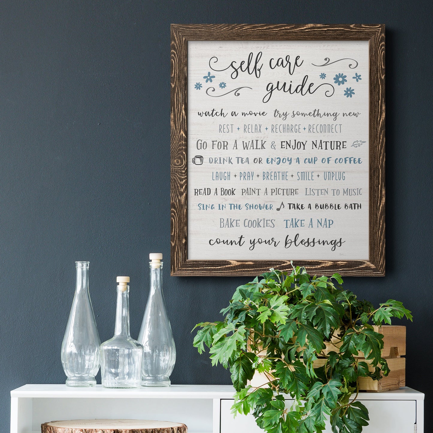 Guide to Self Care - Barnwood Framed Canvas Print
