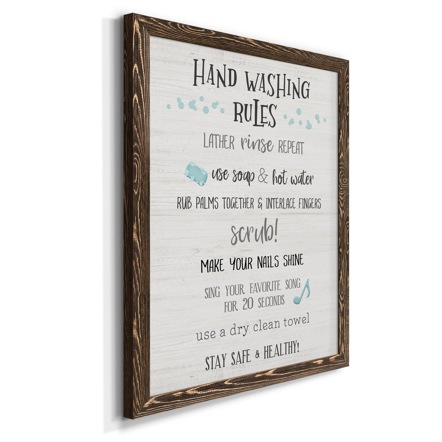 Stay Safe Rules - Barnwood Framed Canvas Print