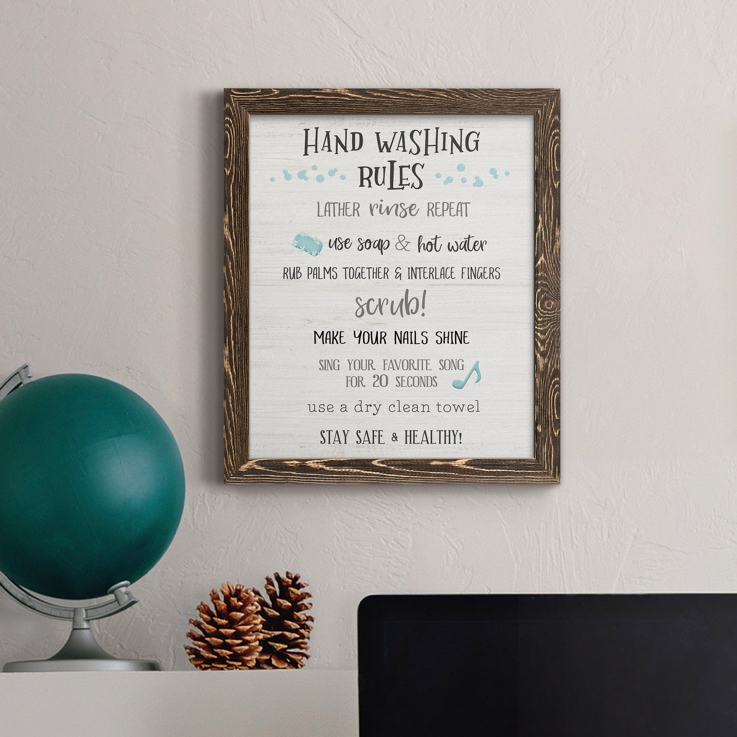 Stay Safe Rules - Barnwood Framed Canvas Print