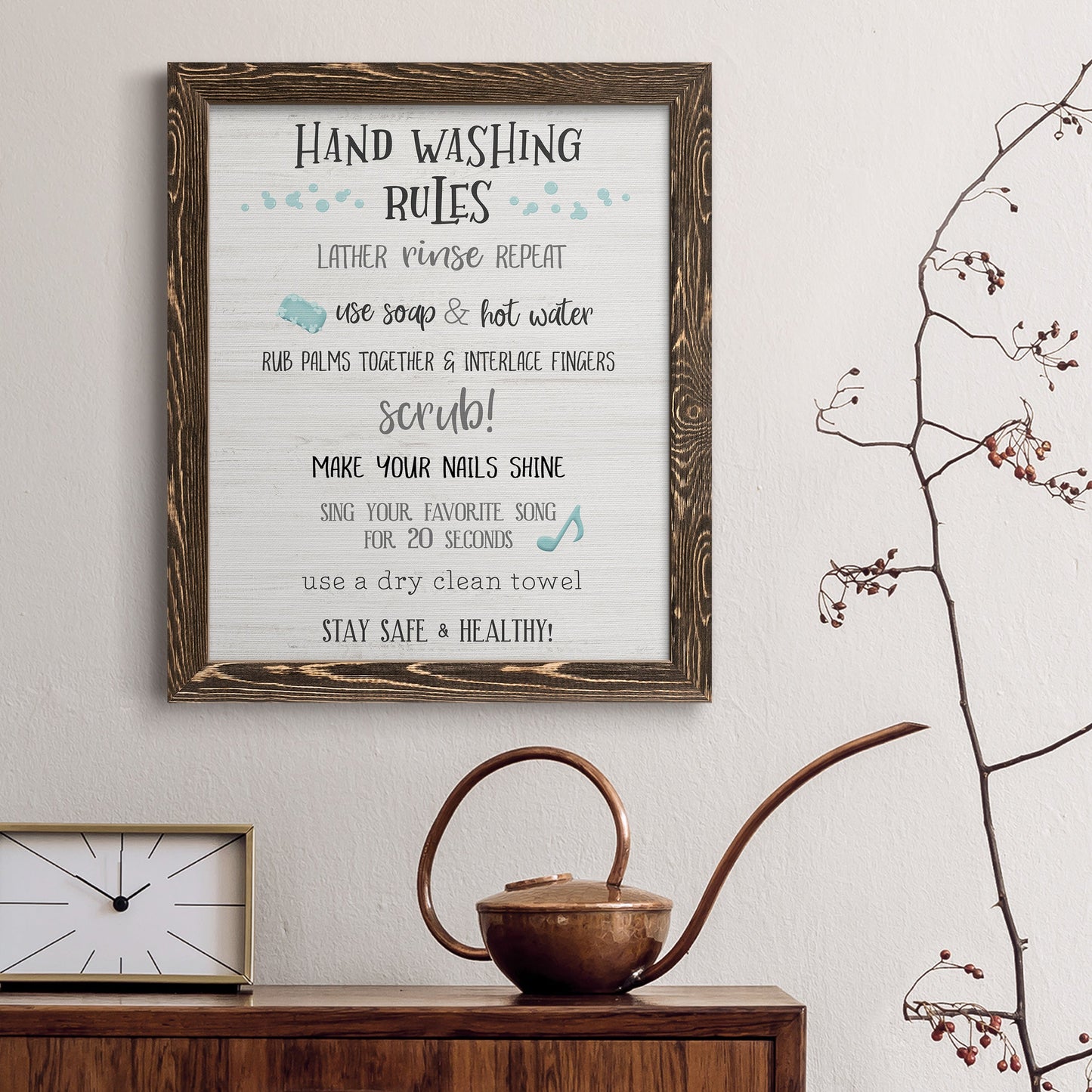 Stay Safe Rules - Barnwood Framed Canvas Print