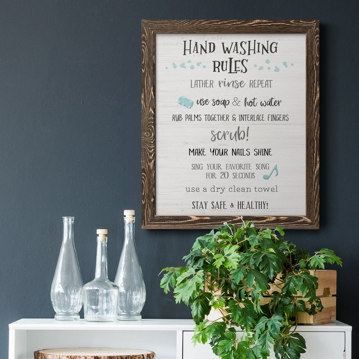 Stay Safe Rules - Barnwood Framed Canvas Print