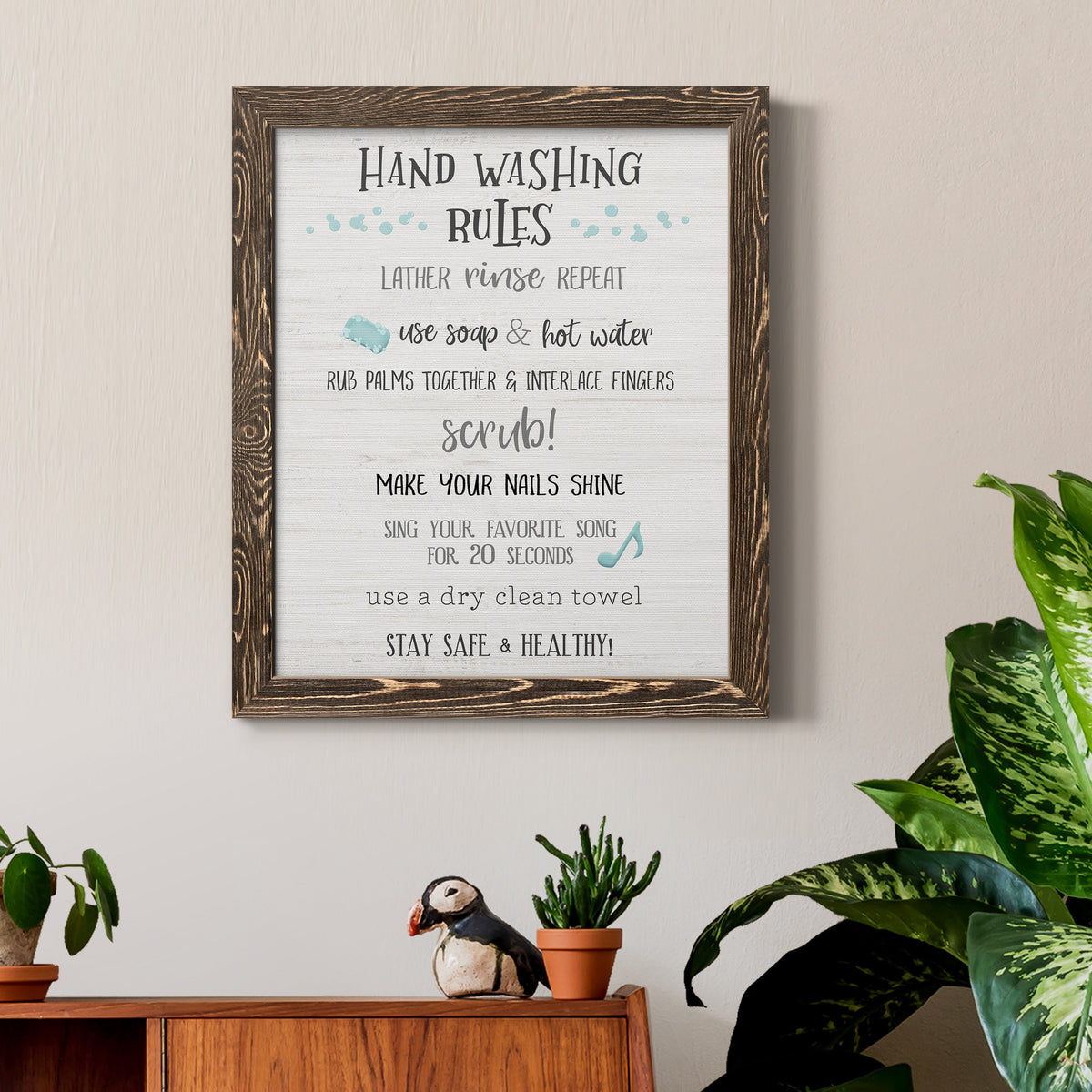 Stay Safe Rules - Barnwood Framed Canvas Print