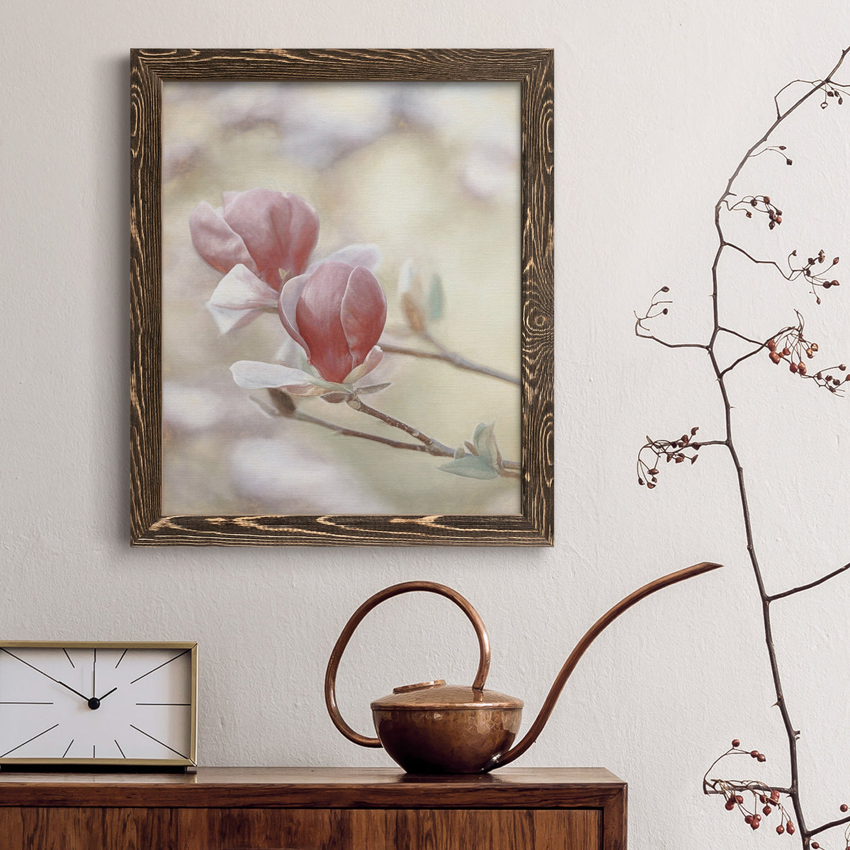 Blooming Hearts - Barnwood Framed Canvas Print