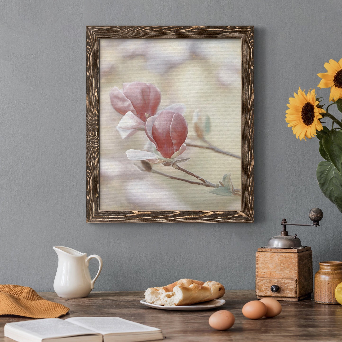 Blooming Hearts - Barnwood Framed Canvas Print
