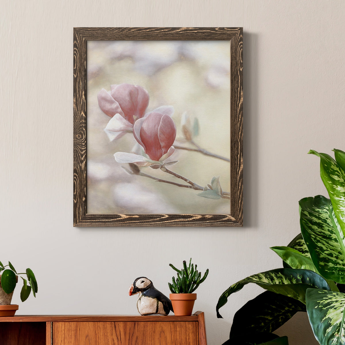 Blooming Hearts - Barnwood Framed Canvas Print