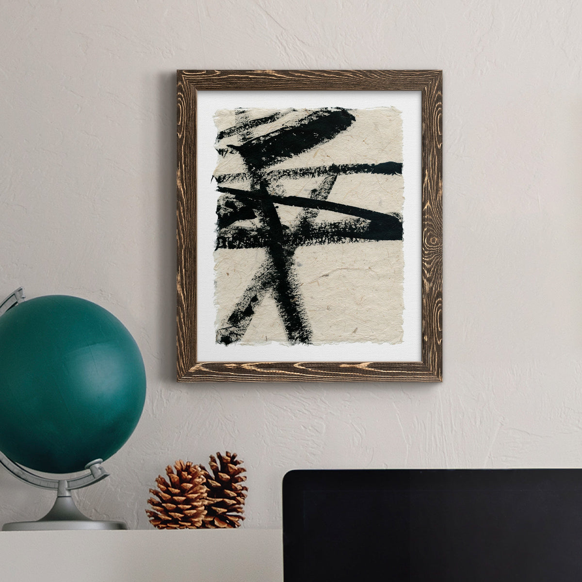Lines Crossed III - Barnwood Framed Canvas Print