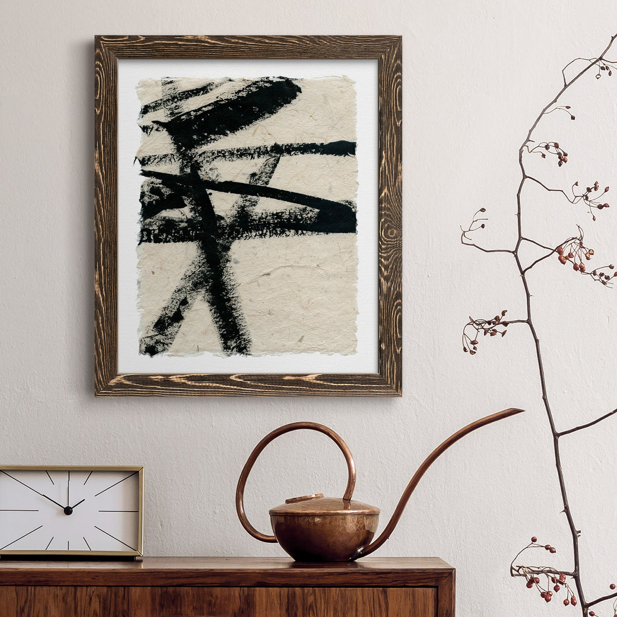 Lines Crossed III - Barnwood Framed Canvas Print