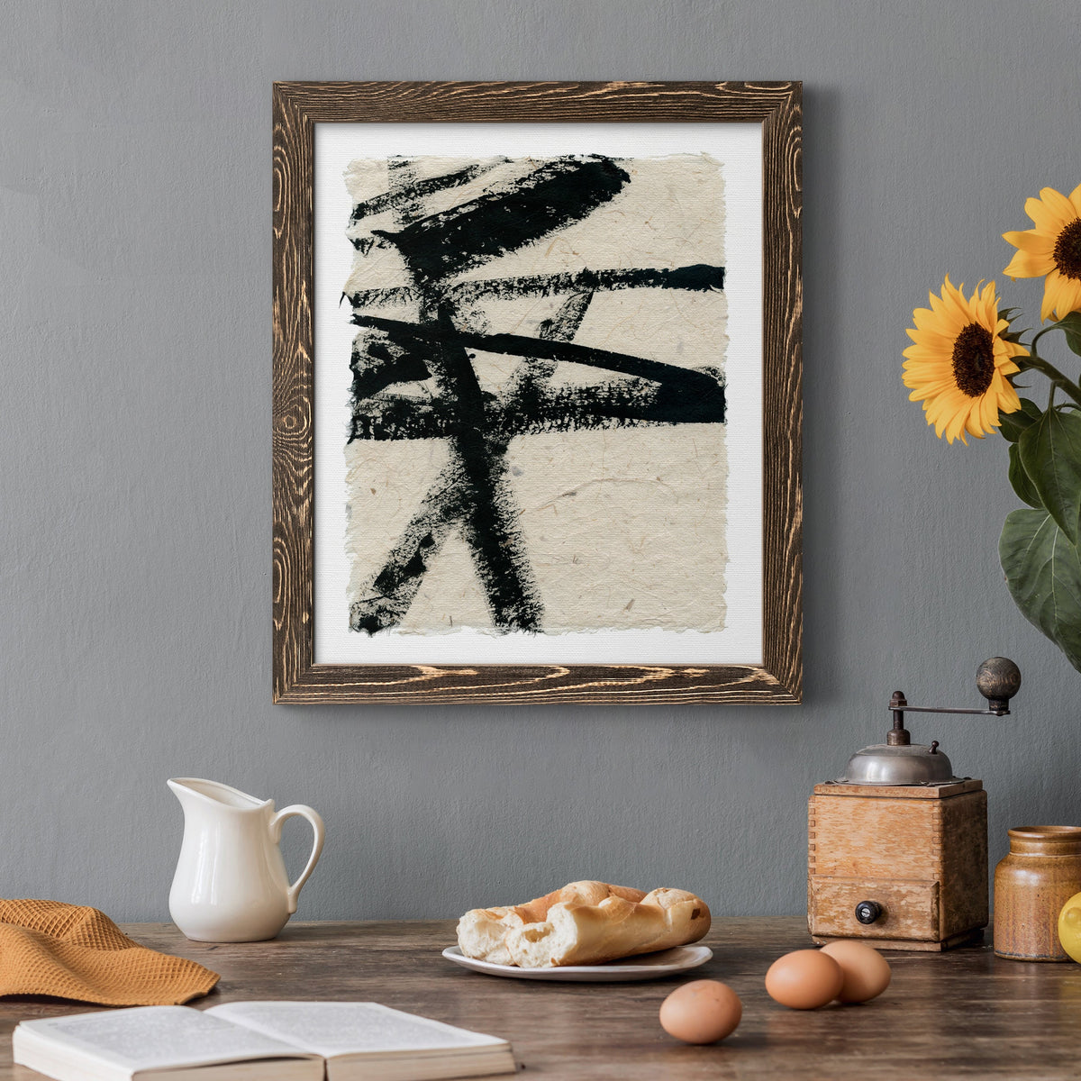 Lines Crossed III - Barnwood Framed Canvas Print