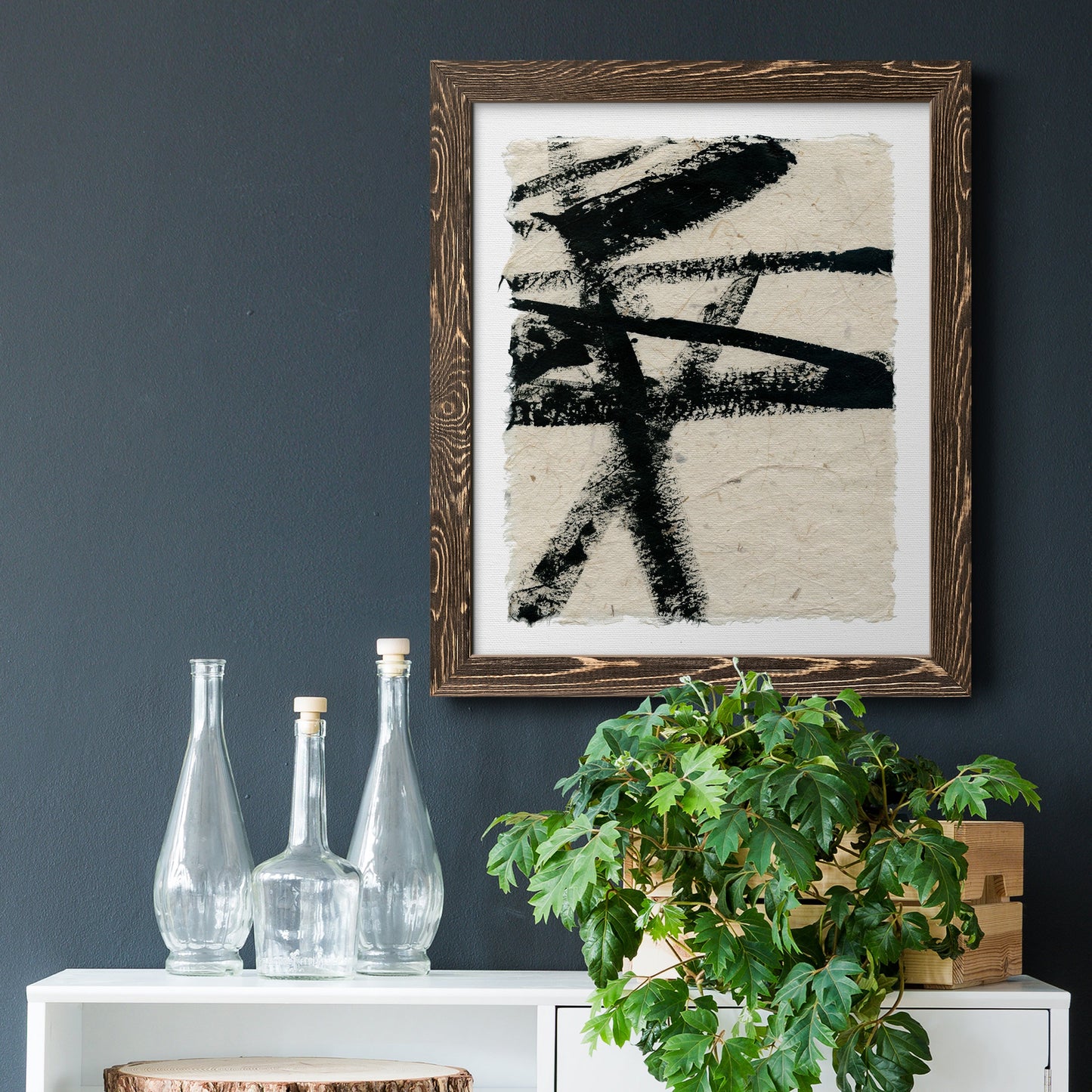 Lines Crossed III - Barnwood Framed Canvas Print