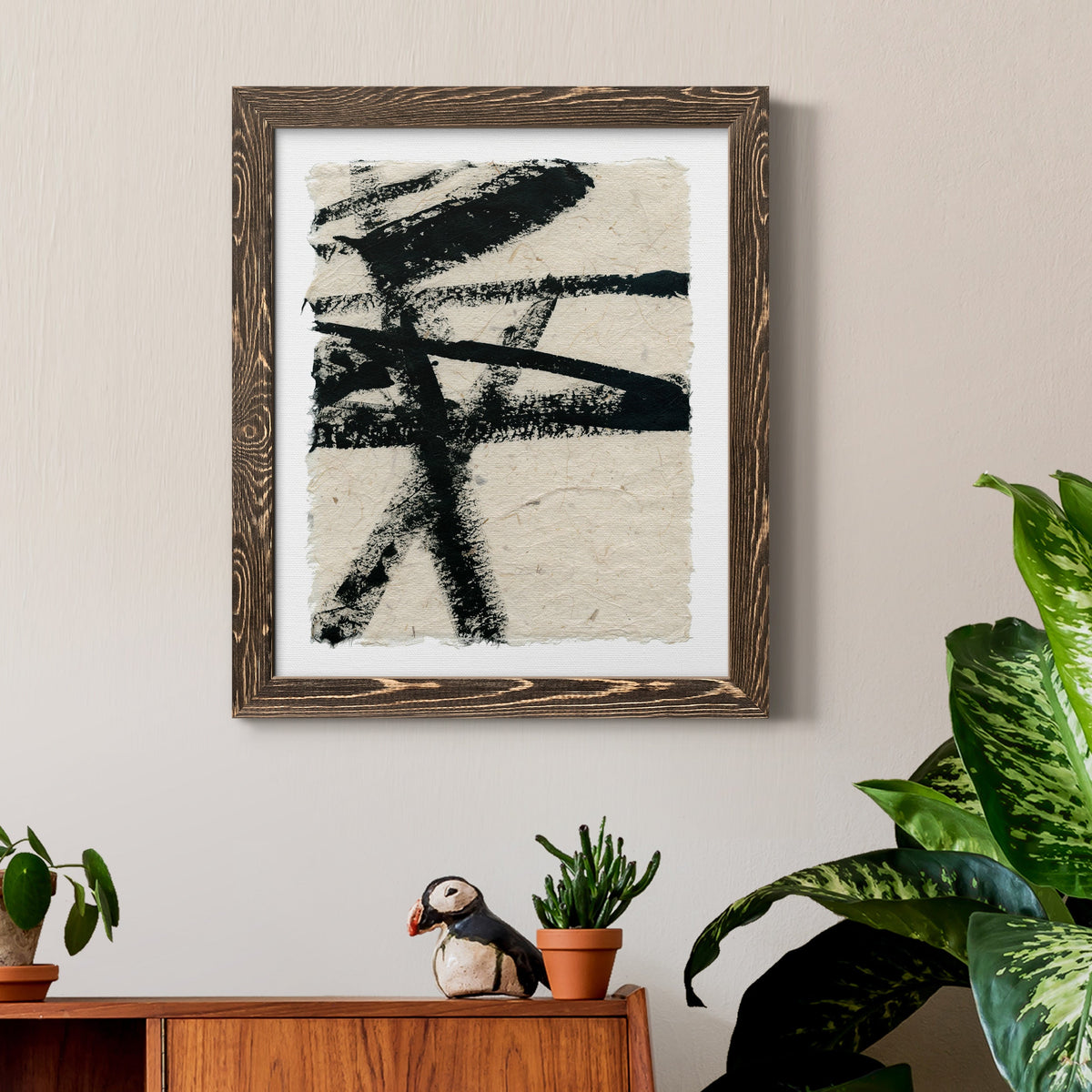 Lines Crossed III - Barnwood Framed Canvas Print