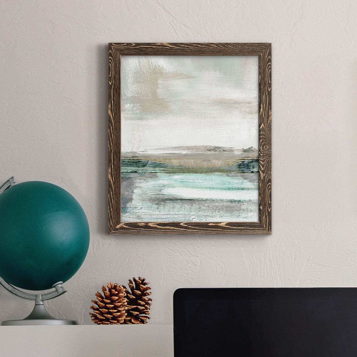 Summer Teal I - Barnwood Framed Canvas Print