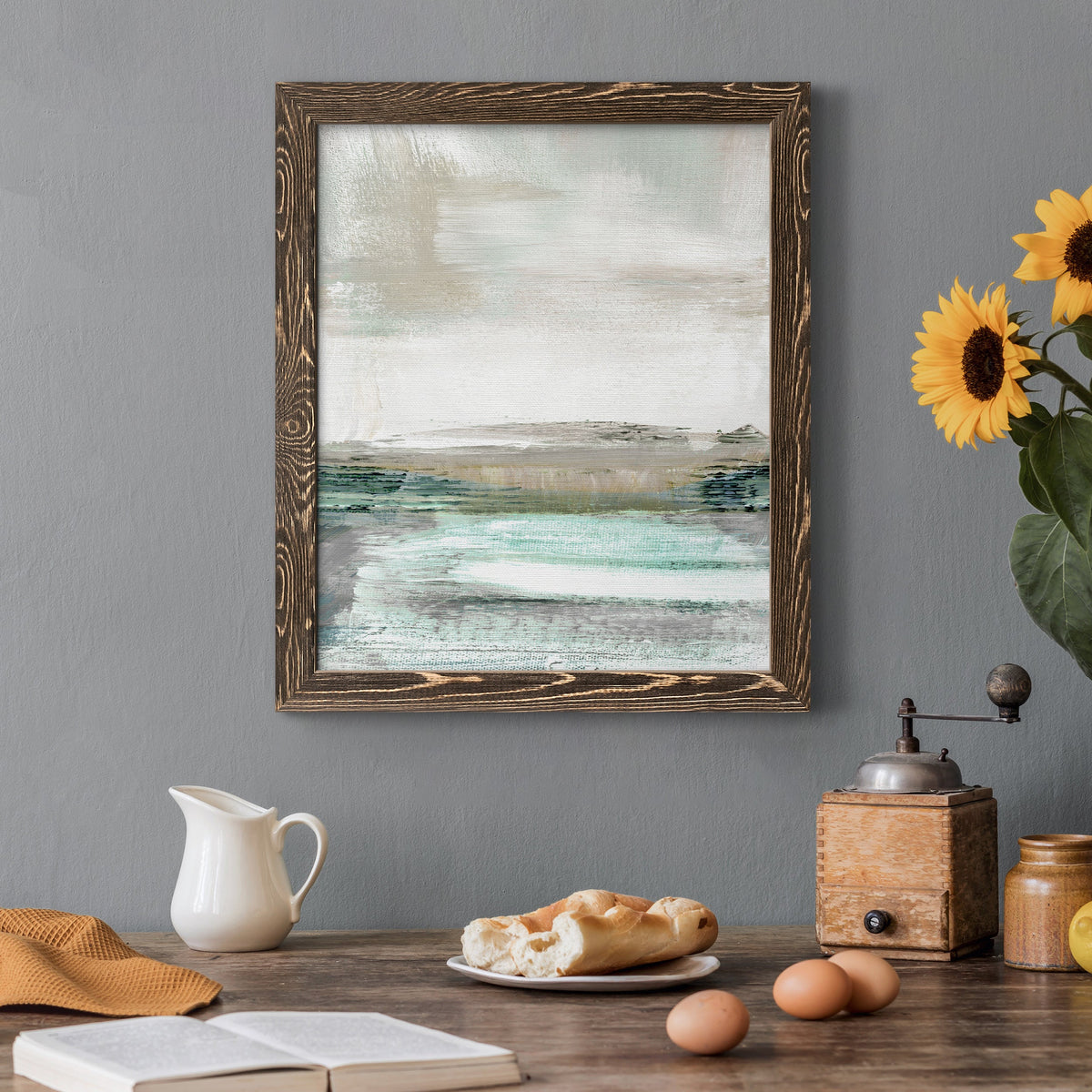 Summer Teal I - Barnwood Framed Canvas Print