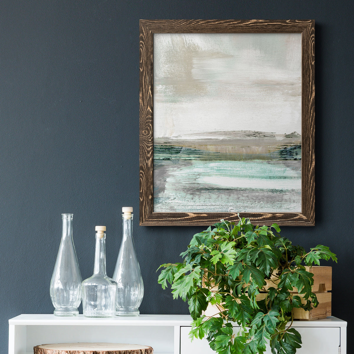 Summer Teal I - Barnwood Framed Canvas Print