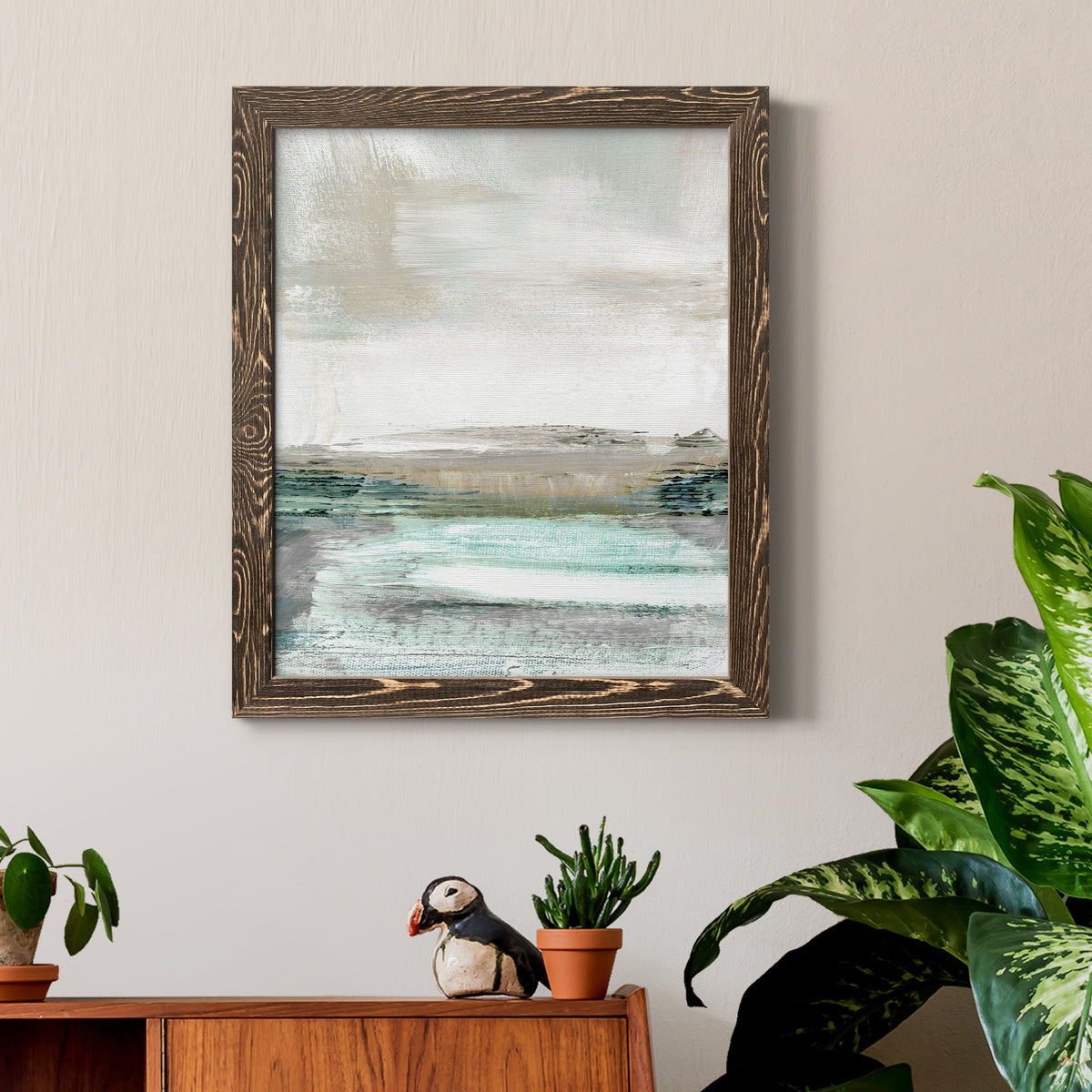 Summer Teal I - Barnwood Framed Canvas Print