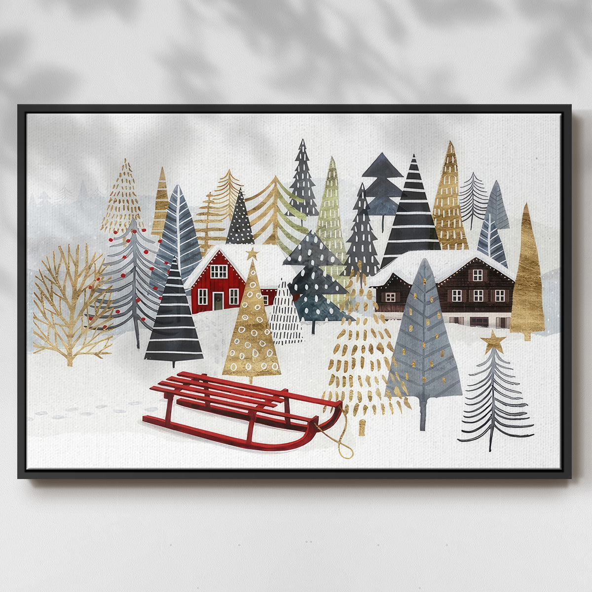 Christmas Chalet Collection A - Floater Framed Canvas Print