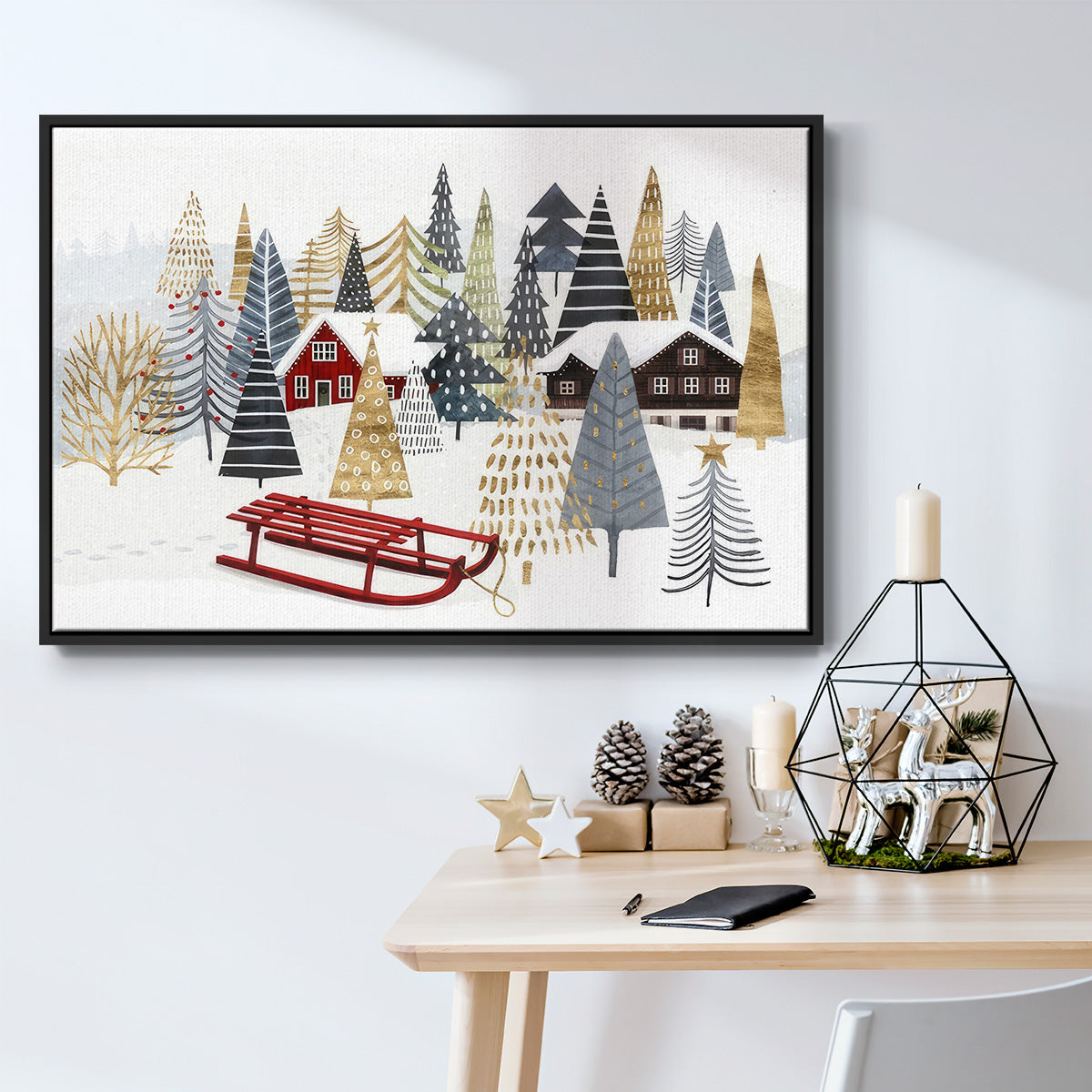 Christmas Chalet Collection A - Floater Framed Canvas Print
